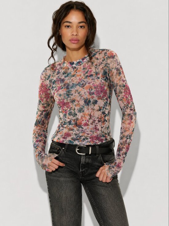 STERLING CREEK Tops - STERLING CREEK FLORAL MESH TOP